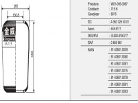 W715橡胶空气弹簧/气囊/Air spring/715N/8015/556-03-8015/1R1C335-310/W01-095-0087/A3633280001/445.6111/15.000.819.517/0659561/81.43601.0059/81.43601.0060/81.4360