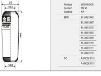 JW882橡胶空气弹簧/气囊/Air spring/882N/1R4R465 260/556-03-9048/W01-095-0435/9048/81.43601.0065/81.43601.0067/81.43601.0070/81.43601.0092/81.43601.0099/81.436