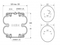 JW2-5330-D 设备空气弹簧双囊式气囊 O2B330 2B5330-D FD330-22 EB-325-215 193790 安装螺丝M8 气孔G1/4