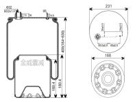 JW8621奔驰卡车空气弹簧气囊 140MM Air spring airbag of Benz Truck 9613205021 1V8621 9613205021S SP555021-K